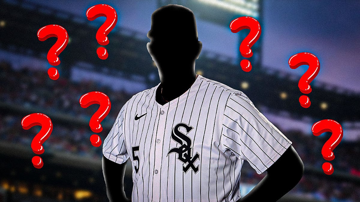 Silhouette of a manager in a White Sox jersey with question marks