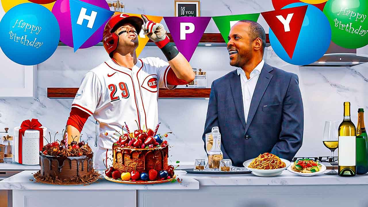 TJ Friedl and Barry Larkin celebrating birthdays