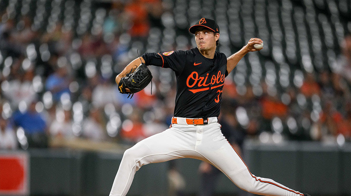 Baltimore Orioles pitcher Cade Povich (37) throws a pitch during the first inning against the Toronto Blue Jays at Oriole Park at Camden Yards.