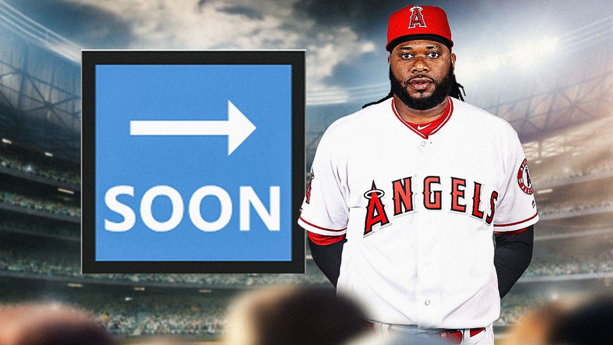 Johnny Cueto in an Angels jersey with a "soon" emoji