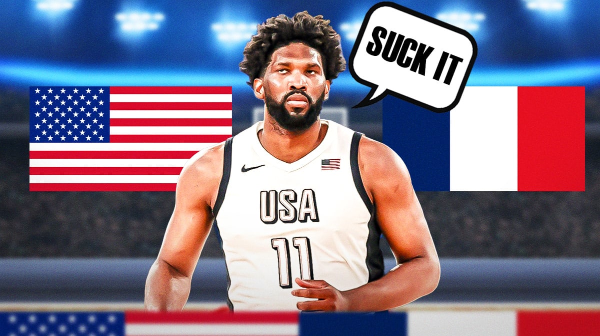 Team USA Joel Embiid saying "suck it"