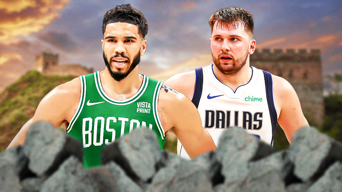 Boston Celtics player Jayson Tatum and Dallas Mavericks player Luka Doncic