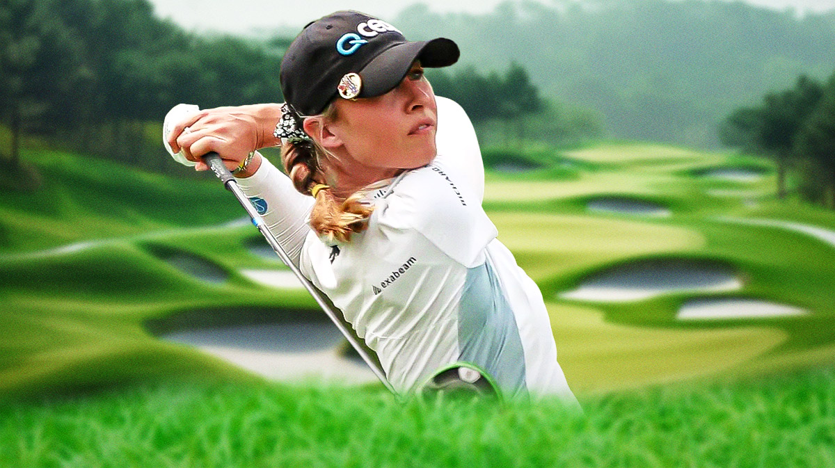nelly korda teeing off golf background