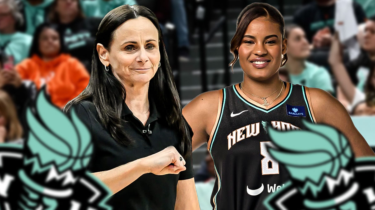 Liberty coach Sandy Brondello and Nyara Sabally, who stepped up with Jonquel Jones out