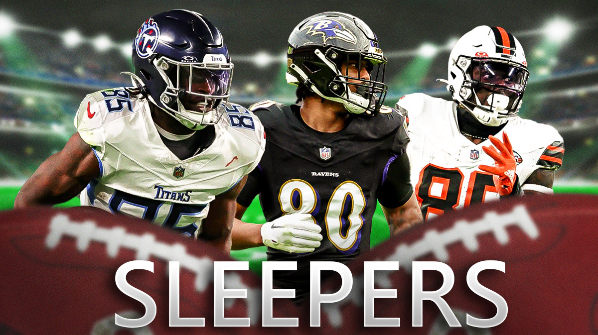 Chigoziem Okonkwo, Isaiah Likely, and David Njoku with "Sleepers" written underneath