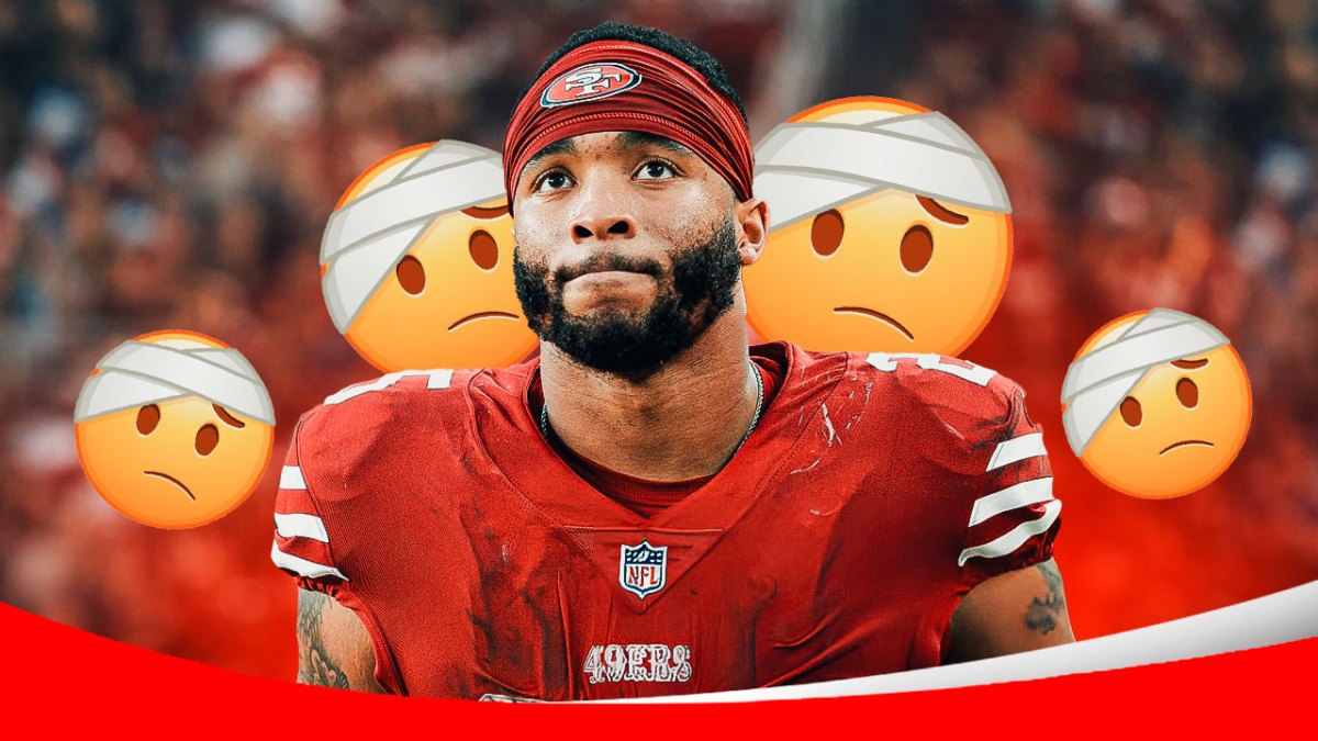 Elijah Mitchell surrounded by injury emojis