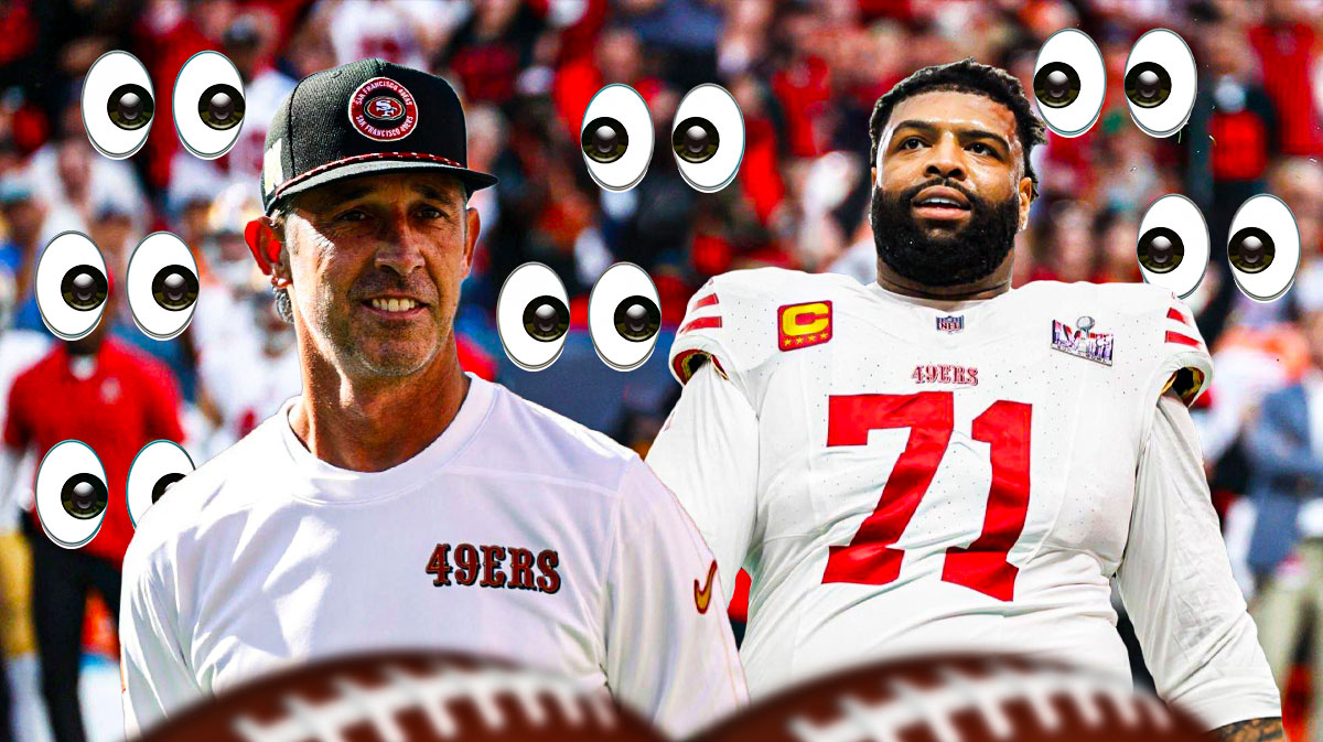 Kyle Shanahan, Trent Williams. Eyeball emojis all over.