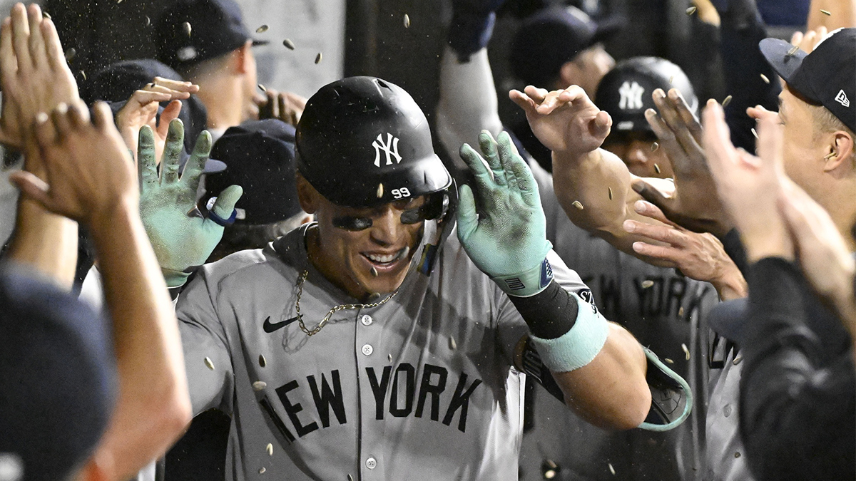 Aaron Judge celebrating on Yankees