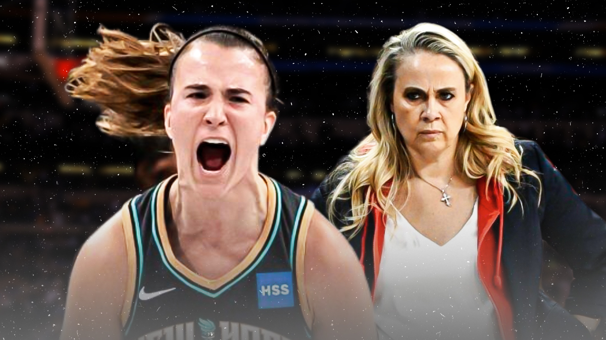 Upset Becky Hammon (Aces) with a smiling NY Liberty player