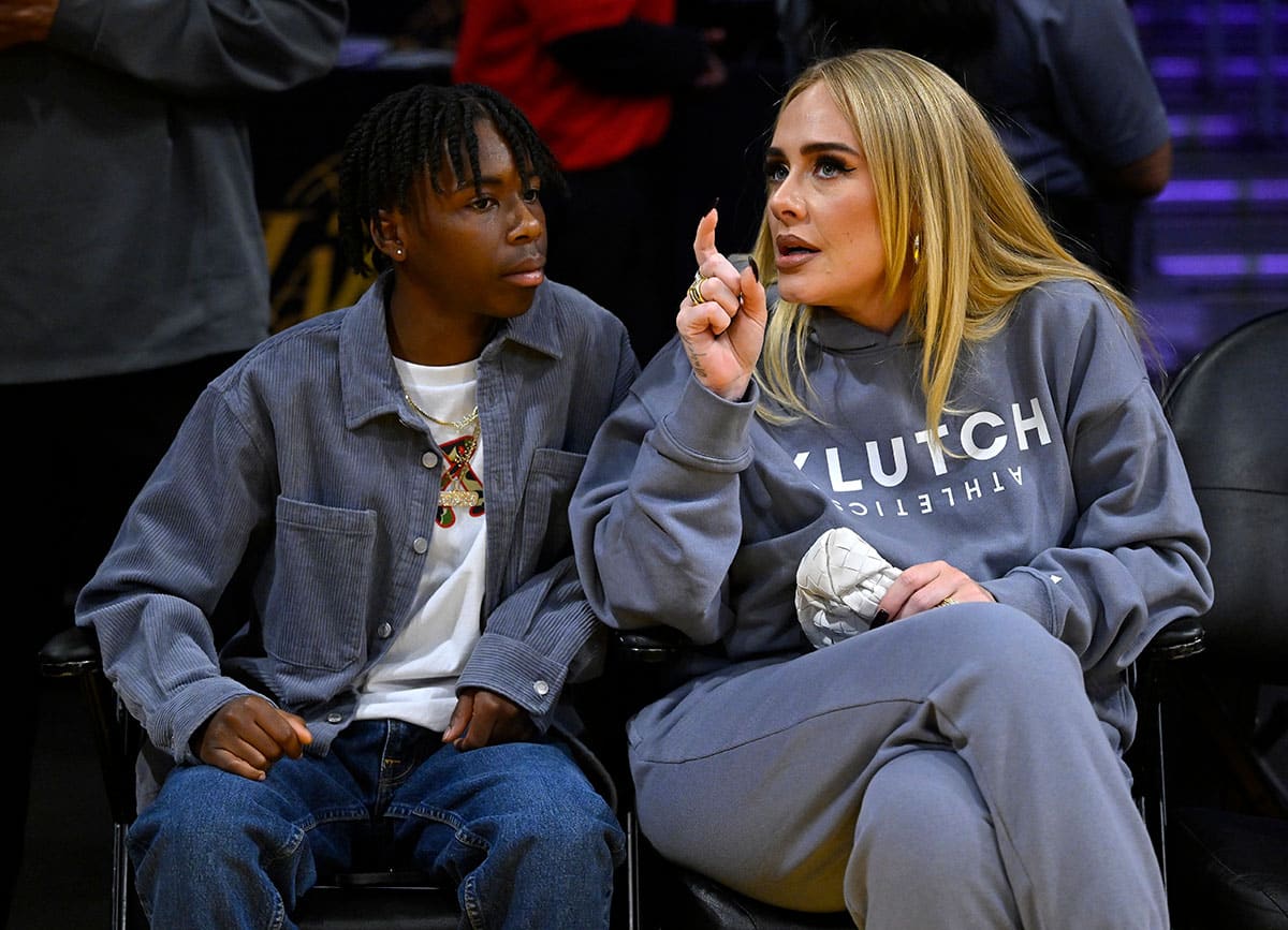 Adele at Los Angeles Lakers game in 2023.