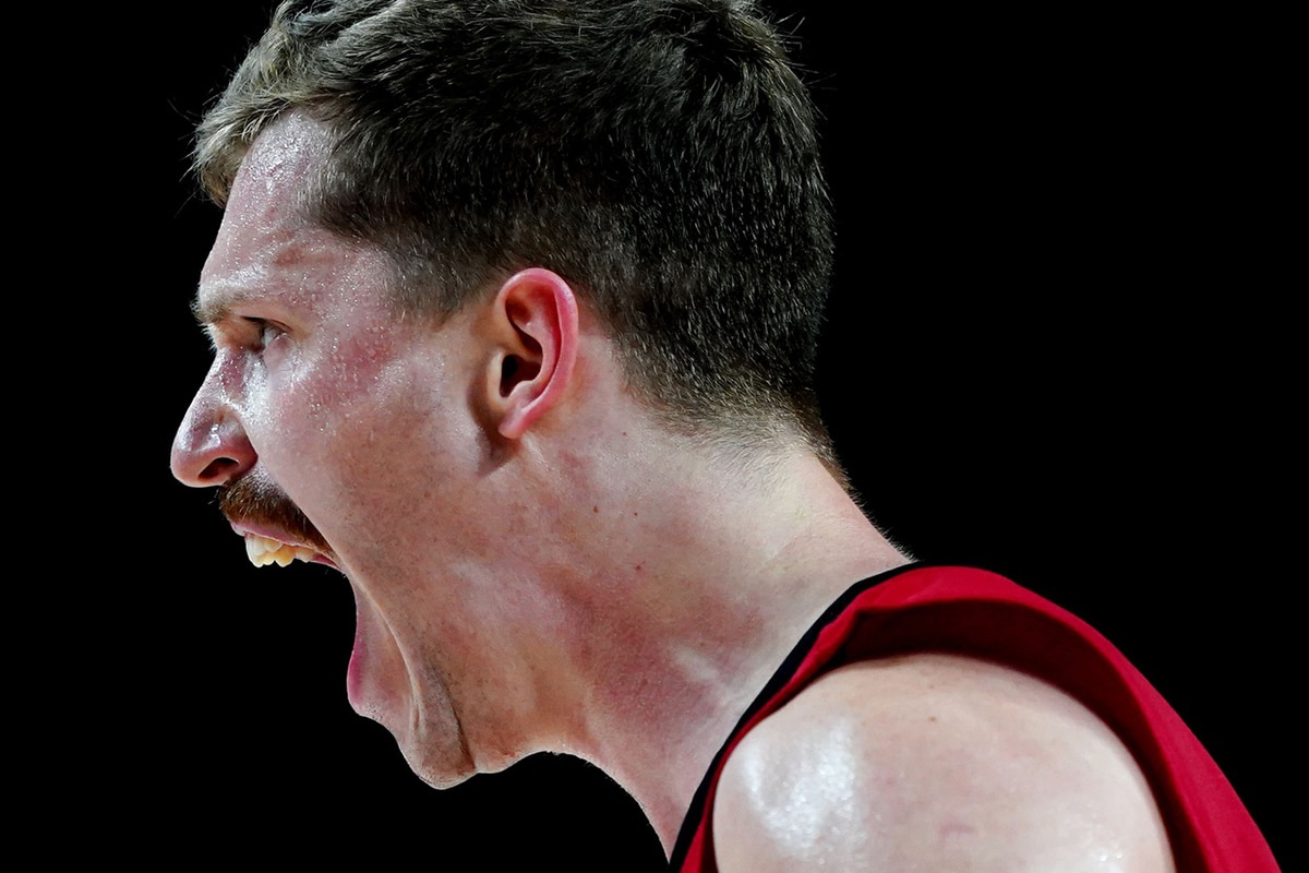 Germany player Andreas Obst (42) reacts while playing Australia during the Tokyo 2020 Olympic Summer Games at Saitama Super Arena.