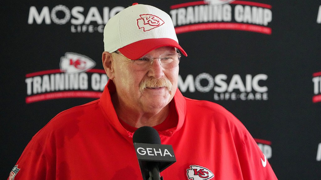 Kansas City Chiefs head coach Andy Reid speaks to the media after training camp at Missouri Western State University.