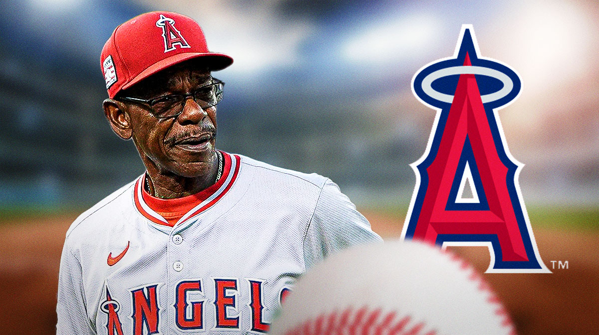 Ron Washington next to an Angels logo