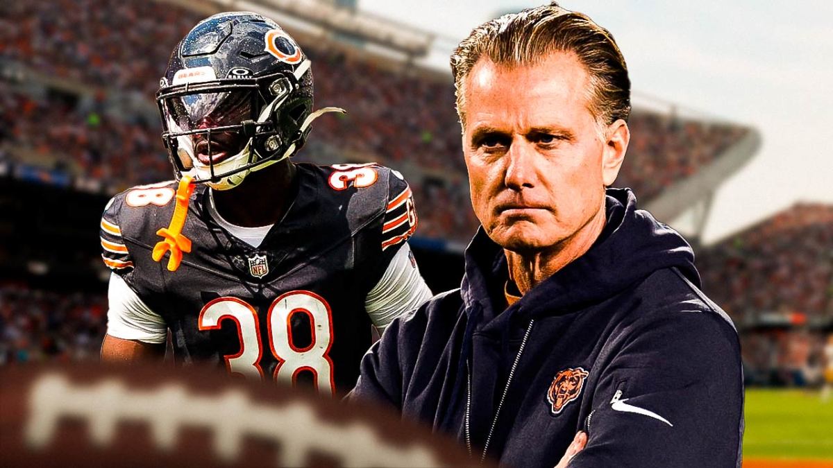 Bears defensive back Douglas Coleman III, head coach Matt Eberflus