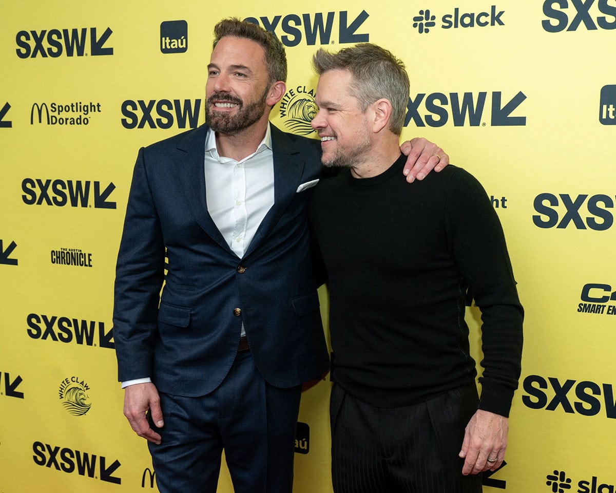 Ben Affleck and Matt Damon at the premiere of Air on March 18, 2023.