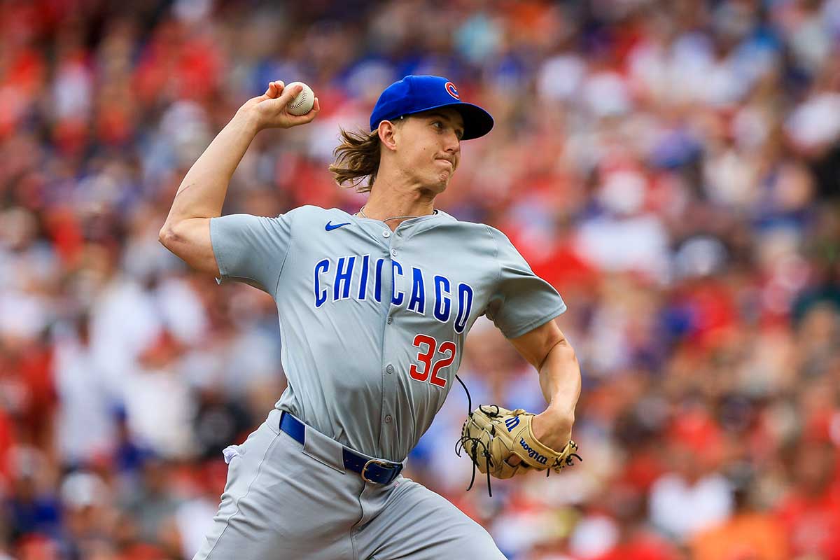 Chicago Cubs starting pitcher Ben Brown (32) pitches against the Cincinnati Reds in the first inning at Great American Ball Park.