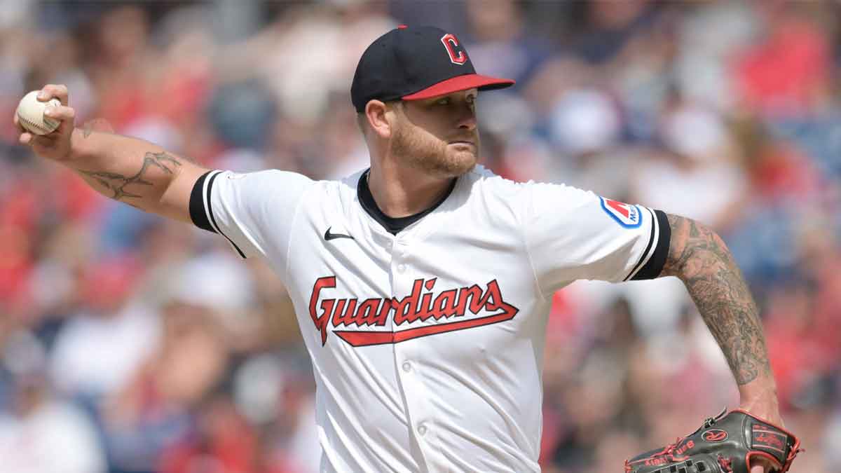 Jun 1, 2024; Cleveland, Ohio, USA; Cleveland Guardians starting pitcher Ben Lively (39) throws a pitch during the first inning against the Washington Nationals at Progressive Field. 