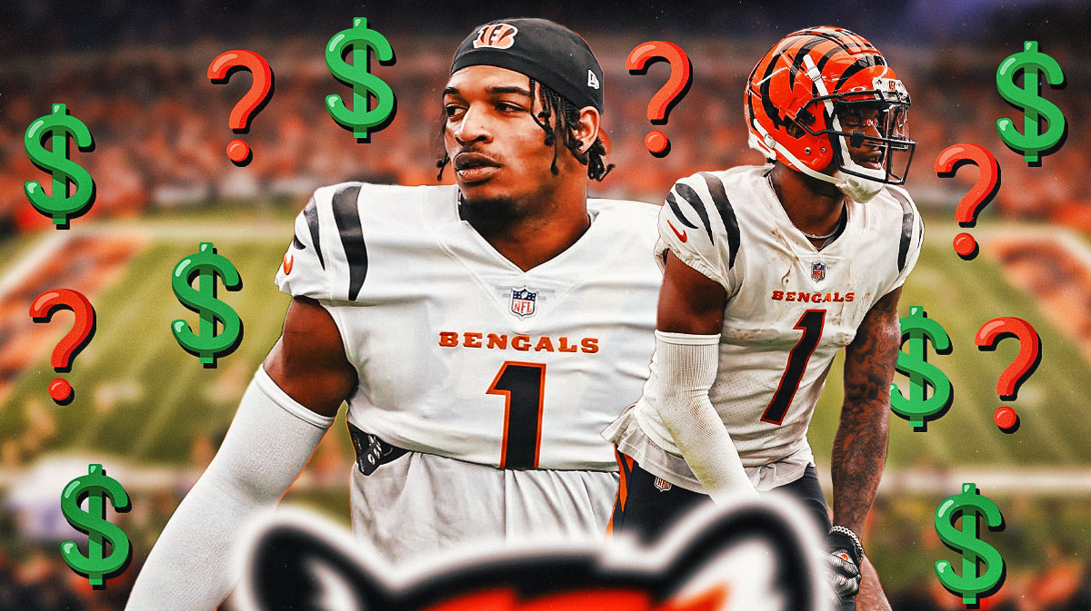 Ja'Marr chase with dollar signs and question marks all around