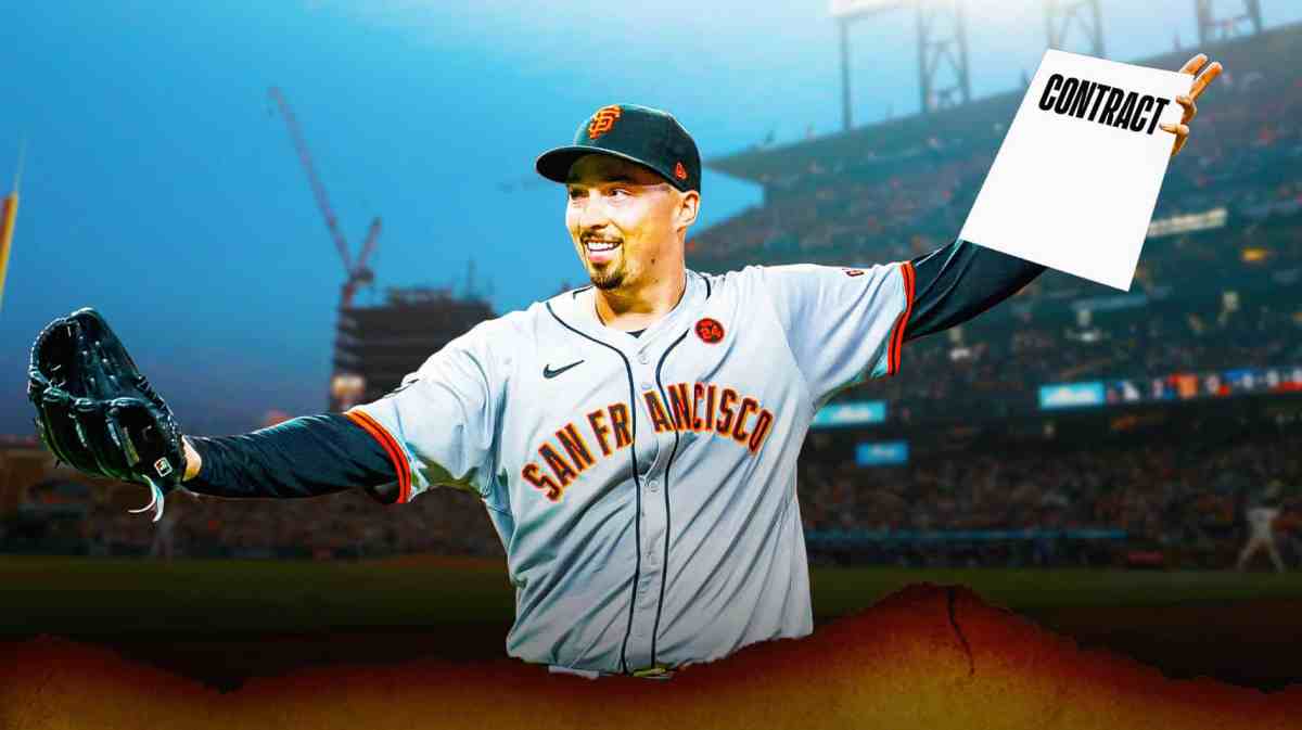 Giants Blake Snell at Oracle Park. Have Snell holding a piece of paper that reads: CONTRACT