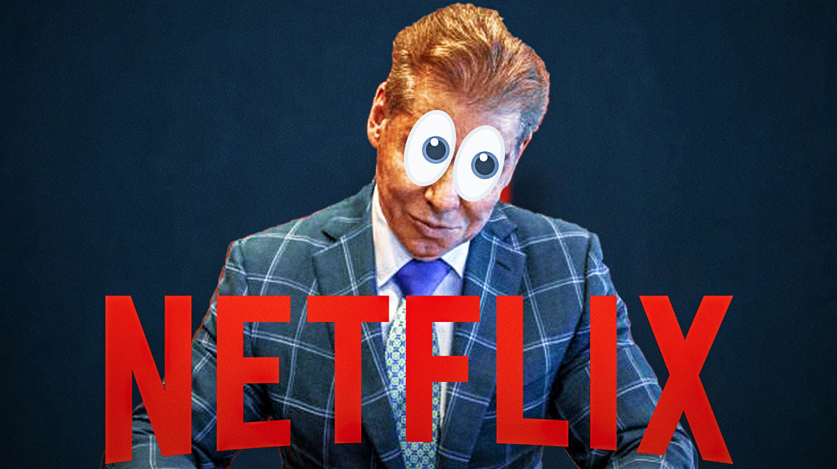 Vince McMahon looks at Netflix logo with bulging eyes
