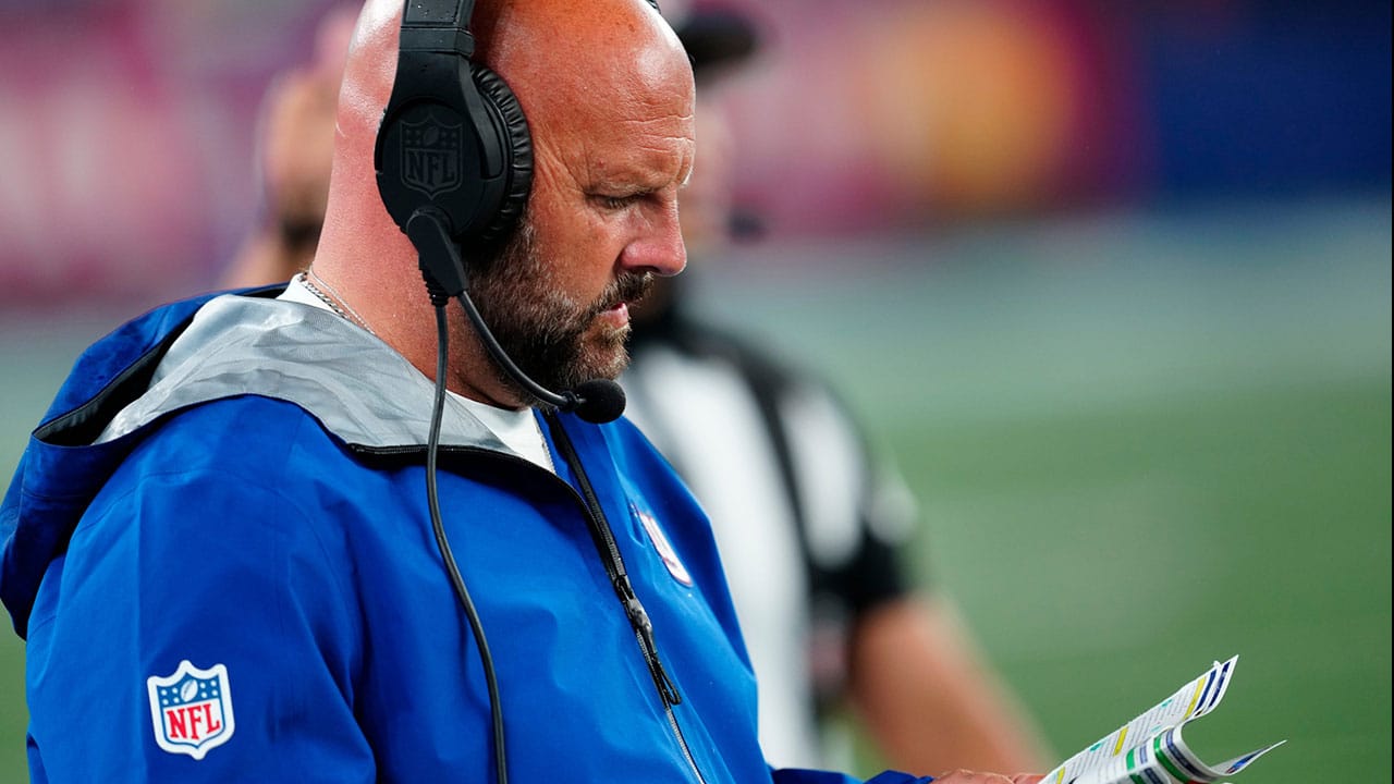 New York Giants Head Coach Brian Daboll is shown during the second half, Thursday, August 8 2024, in East Rutherford.