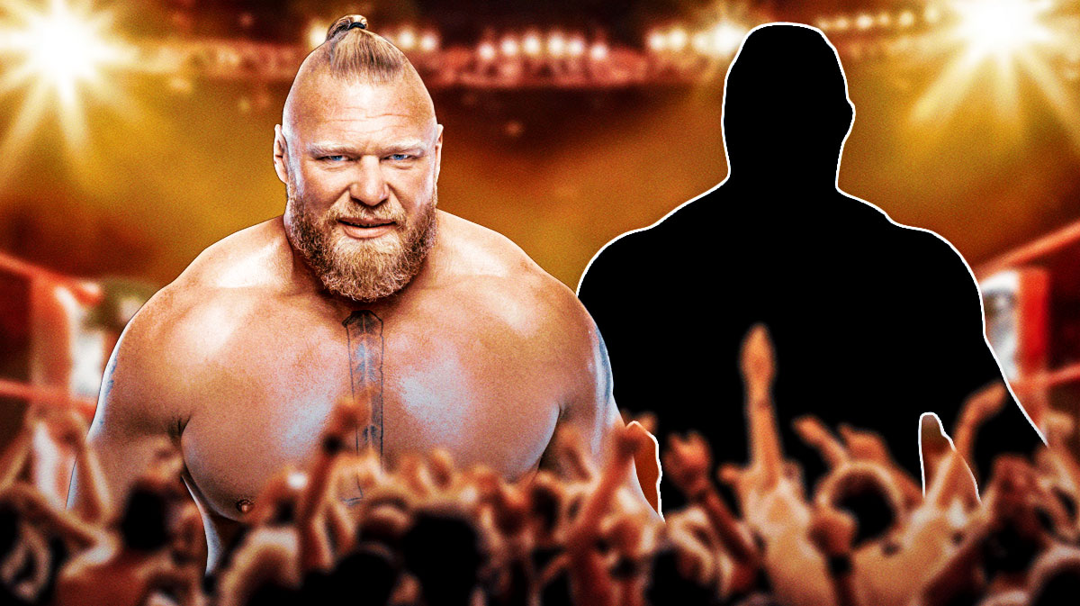 WWE star Brock Lesnar next to silhouette of himself.