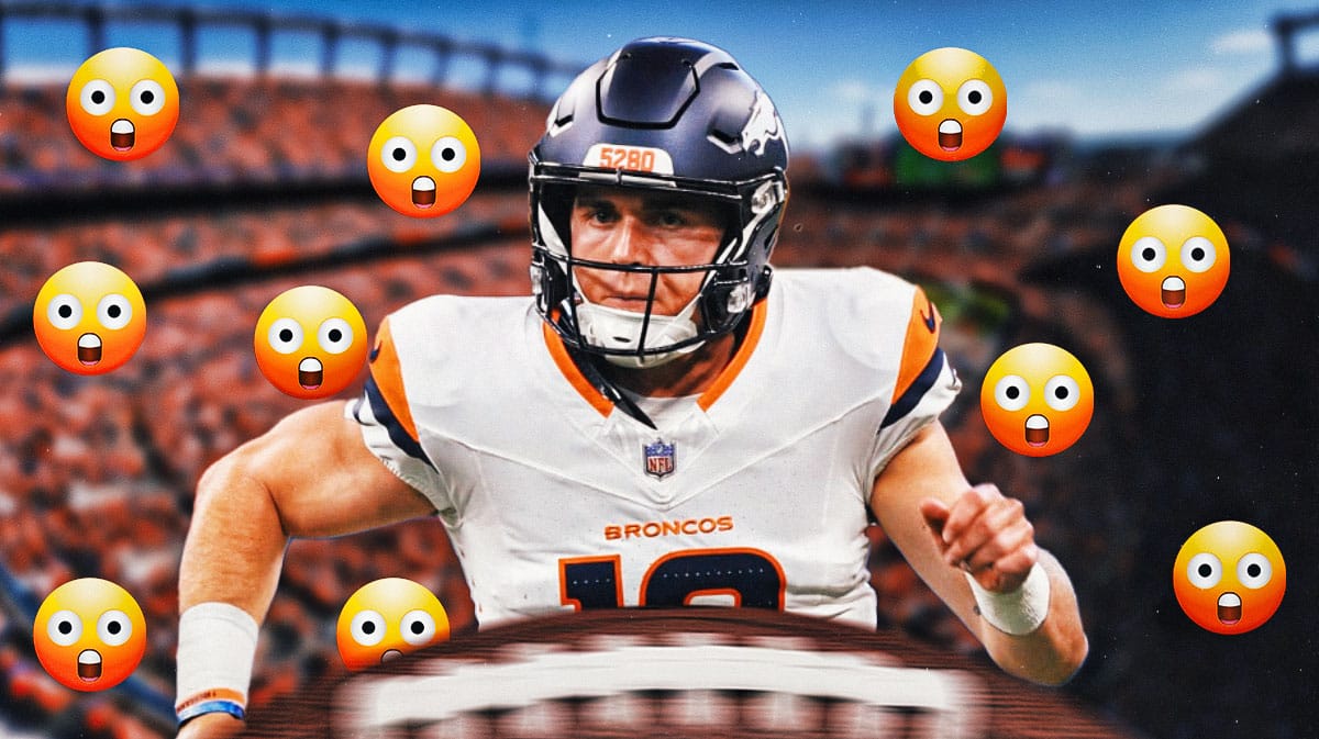 Bo Nix on fire with a bunch of shocked emojis in the background