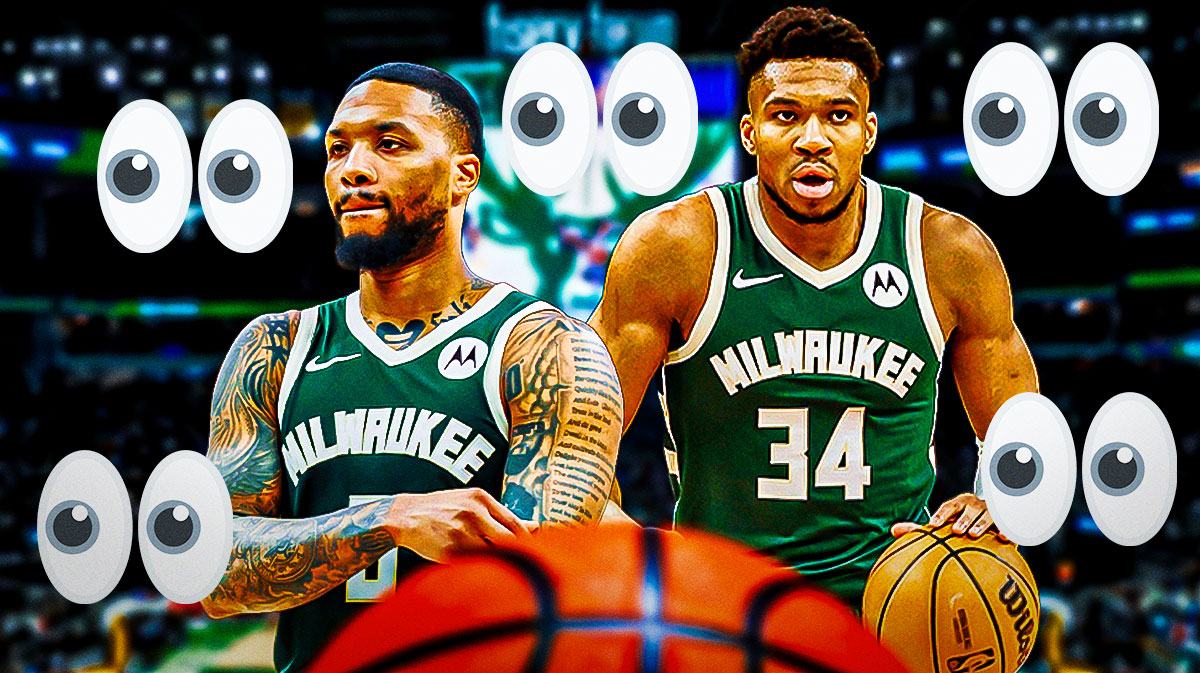 Damian Lillard, Giannis Antetokounmpo. Eyeball emojis all over.