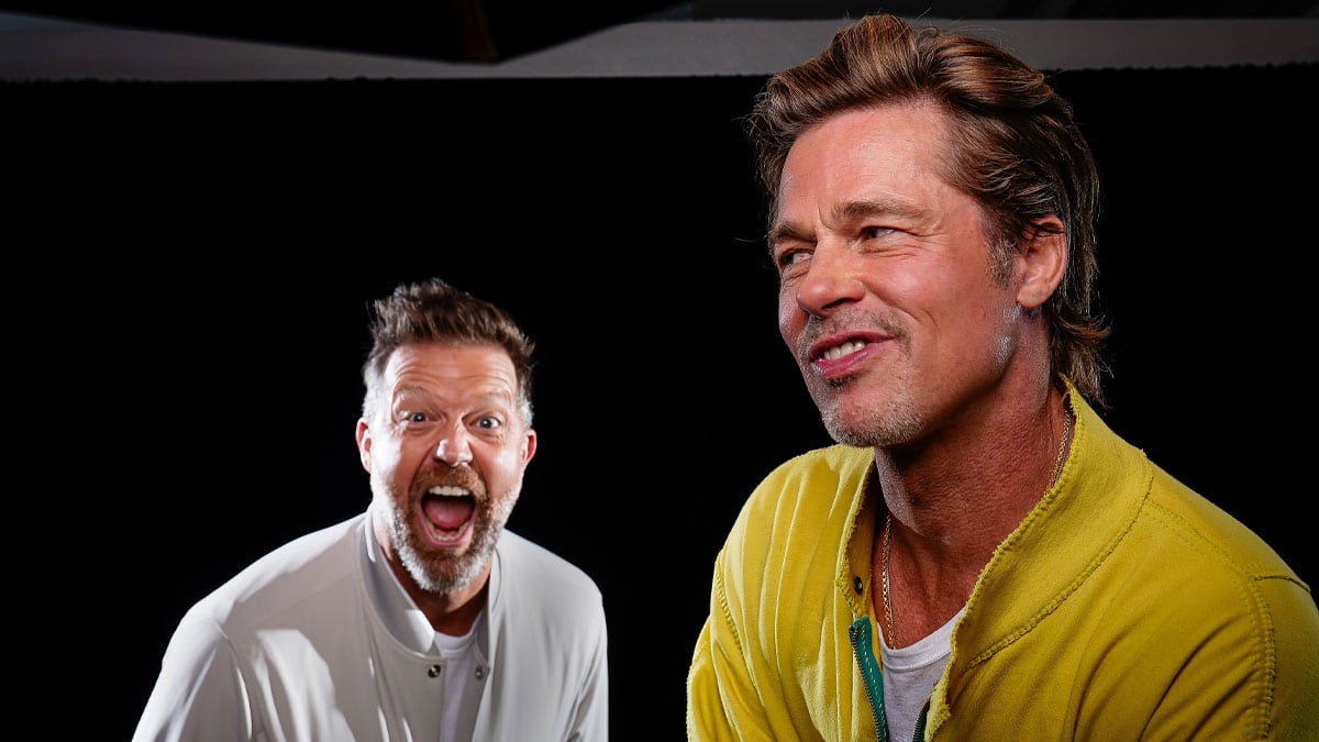 Bullet Train director David Leitch and star Brad Pitt in 2022.