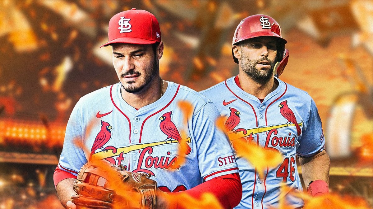 Cardinals' Nolan Arenado and Paul Goldschmidt with fire in the background