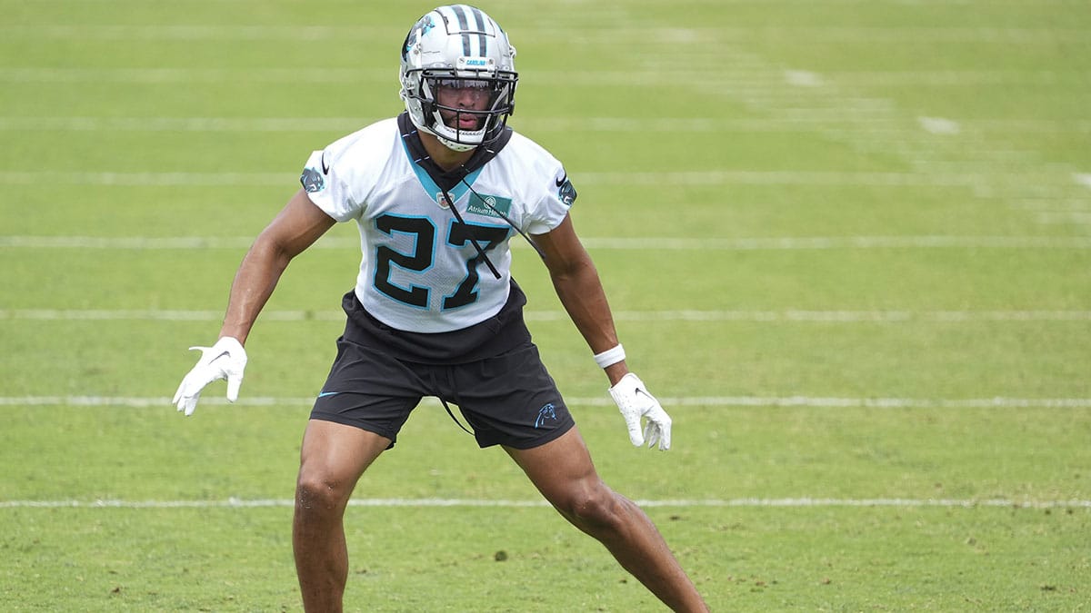 Carolina Panthers safety Alex Cook (27) during OTAs. 