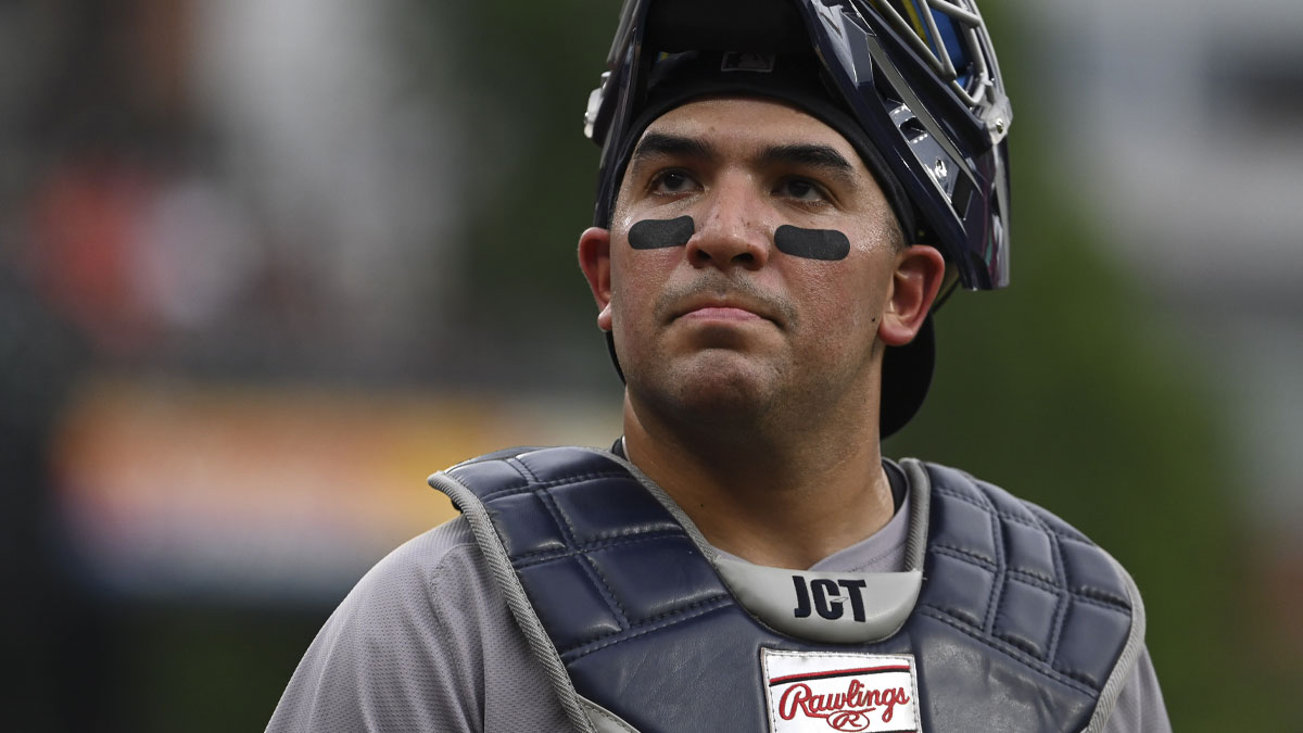 New York Yankees catcher Jose Trevino (39) before the game against the Baltimore Orioles at Oriole Park at Camden Yards. Mandatory Credit: Tommy Gilligan-USA 