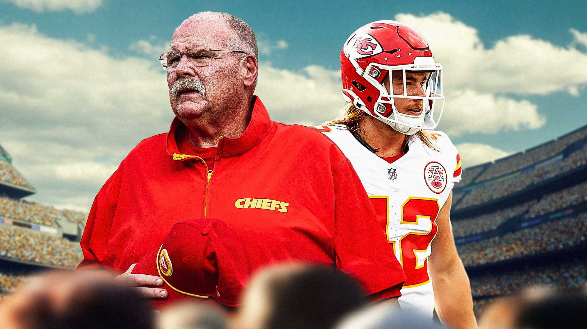 Andy Reid looming over Carson Steele