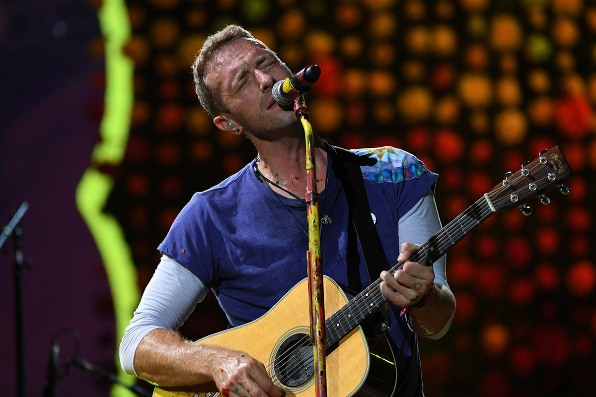 Chris Martin of Coldplay performing in Miami, Florida, on August 28, 2017.