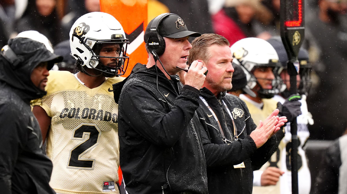 Colorado Buffaloes offensive coordinator Pat Shurmur during a spring game event at Folsom Field.