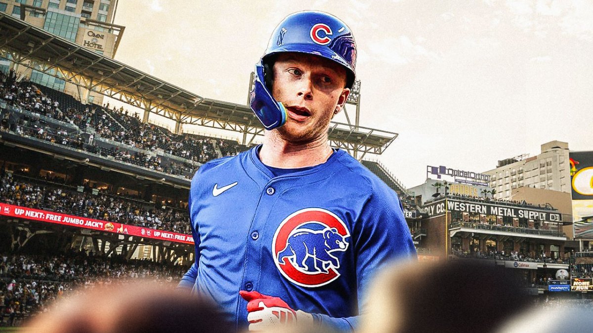 Pete Crow-Armstrong sliding into second base in a Chicago Cubs uniform as the team has the most steals in a game in 100 years - the Cubs made history with stolen bases.