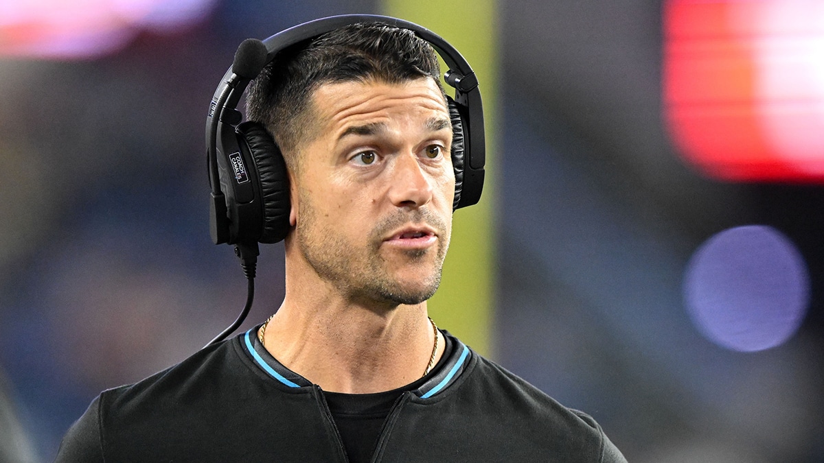 Carolina Panthers head coach Dave Canales watches a play against the New England Patriots during the second half at Gillette Stadium. 