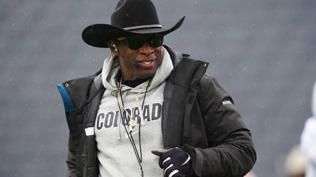 Colorado Buffaloes head coach Deion Sanders during a spring game event at Folsom Field.