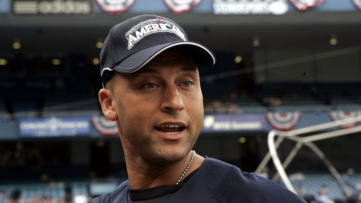 Yankee shortstop Derek Jeter on the field before the MLB Home Run Derby at Yankee Stadium in the Bronx, July 14, 2008.