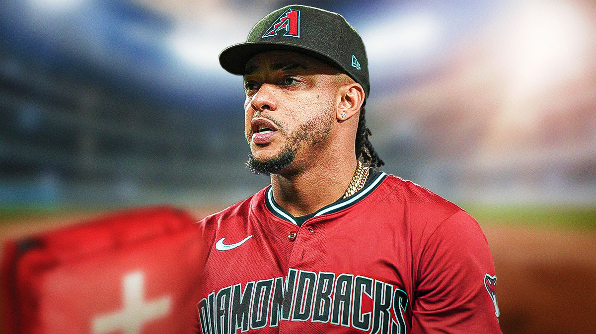 Ketel Marte of the Diamonbacks looking serious and with medical cross symbol