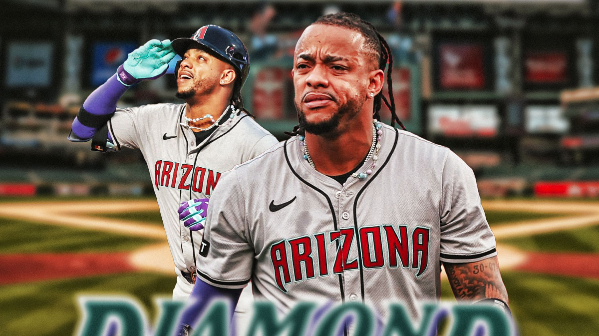 Arizona Diamondbacks star Ketel Marte in front of Chase Field.