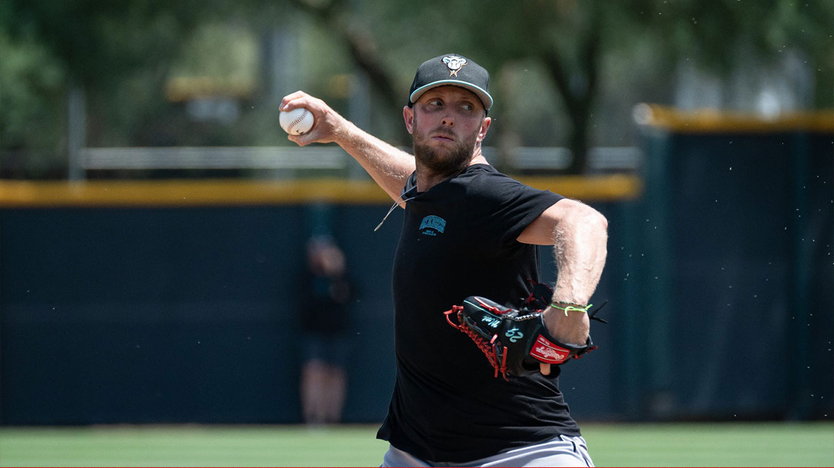 Merrill Kelly pitches in a 3-inning simulated game at Salt River Fields on July 31, 2024, in Scottsdale. Kelly has been on the injured list with a right shoulder injury since April.