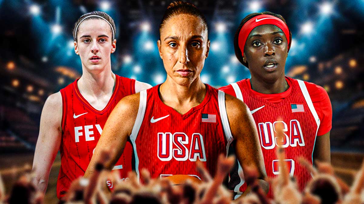 Team USA women's basketball player Diana Taurasi, with Indiana Fever player Caitlin Clark and Team USA women's basketball player Kahleah Copper