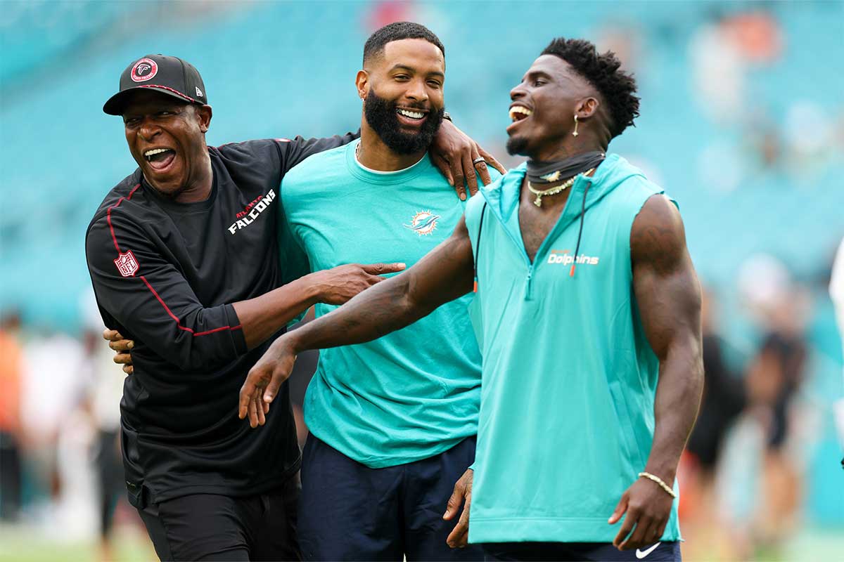 Dolphins receiver room featuring Tyreek Hill and Odell Beckham Jr.