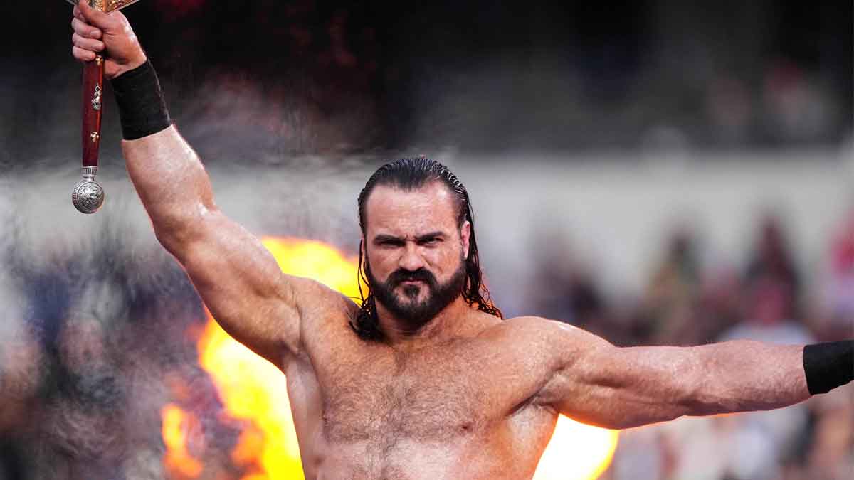 Drew McIntyre making his entrance at WrestleMania 39.