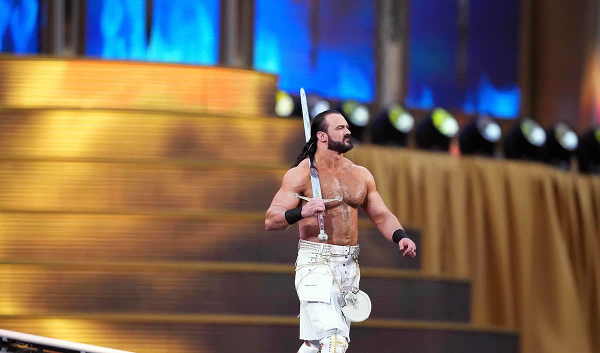 Drew McIntyre making his entrance at WrestleMania 39.