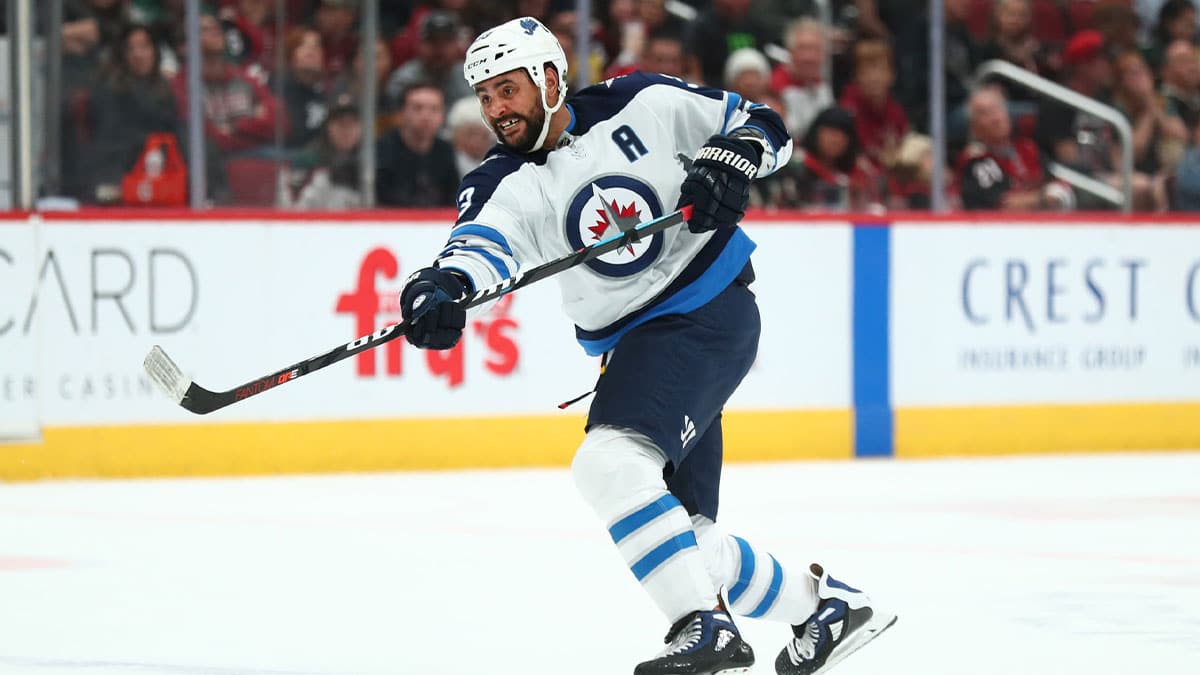 Winnipeg Jets defenseman Dustin Byfuglien (33) against the Arizona Coyotes at Gila River Arena. 