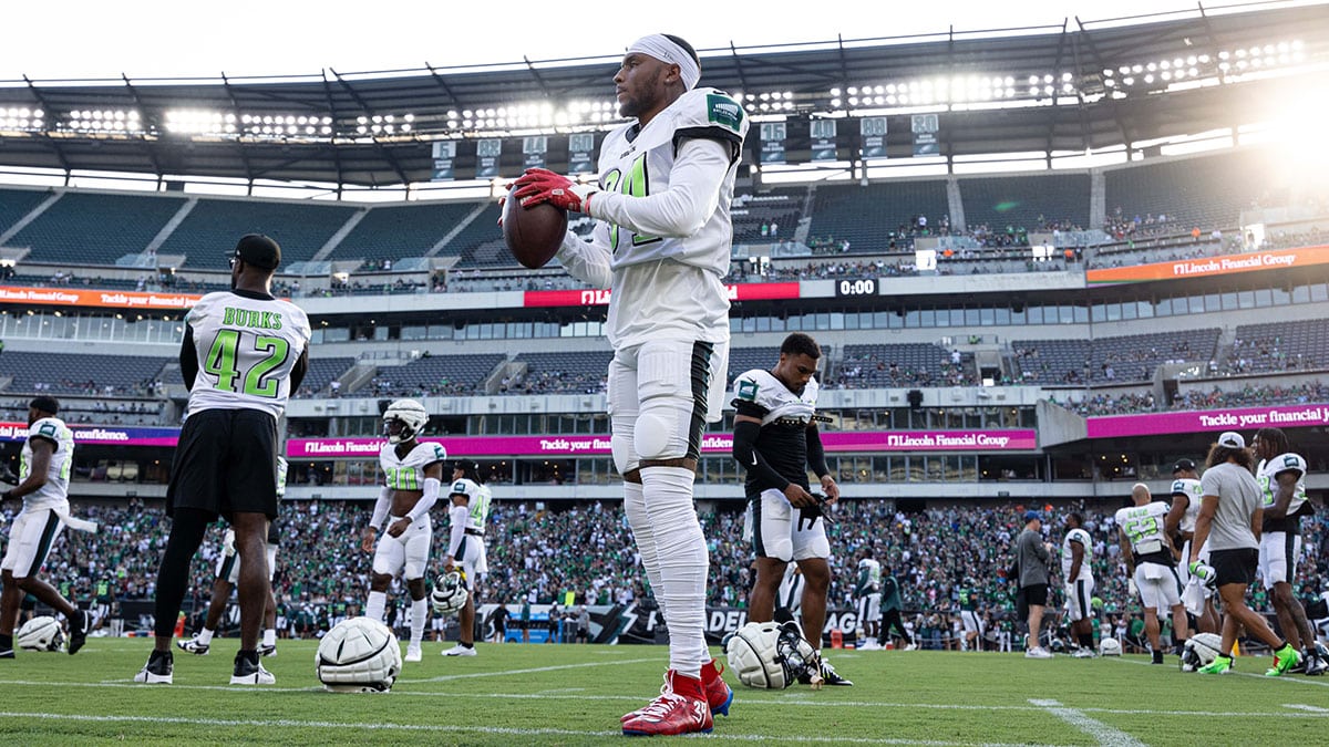 Philadelphia Eagles cornerback Isaiah Rodgers (34) during a training camp practice at Lincoln Financial Field. 