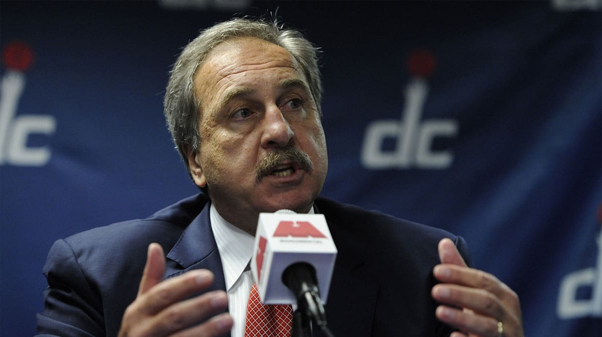 Washington Wizards general manager Ernie Grunfeld speaks to the media during a press conference to introduce Otto Porter Jr. at Verizon Center. Porter was selected with the third pick of the first round in the 2013 NBA Draft.