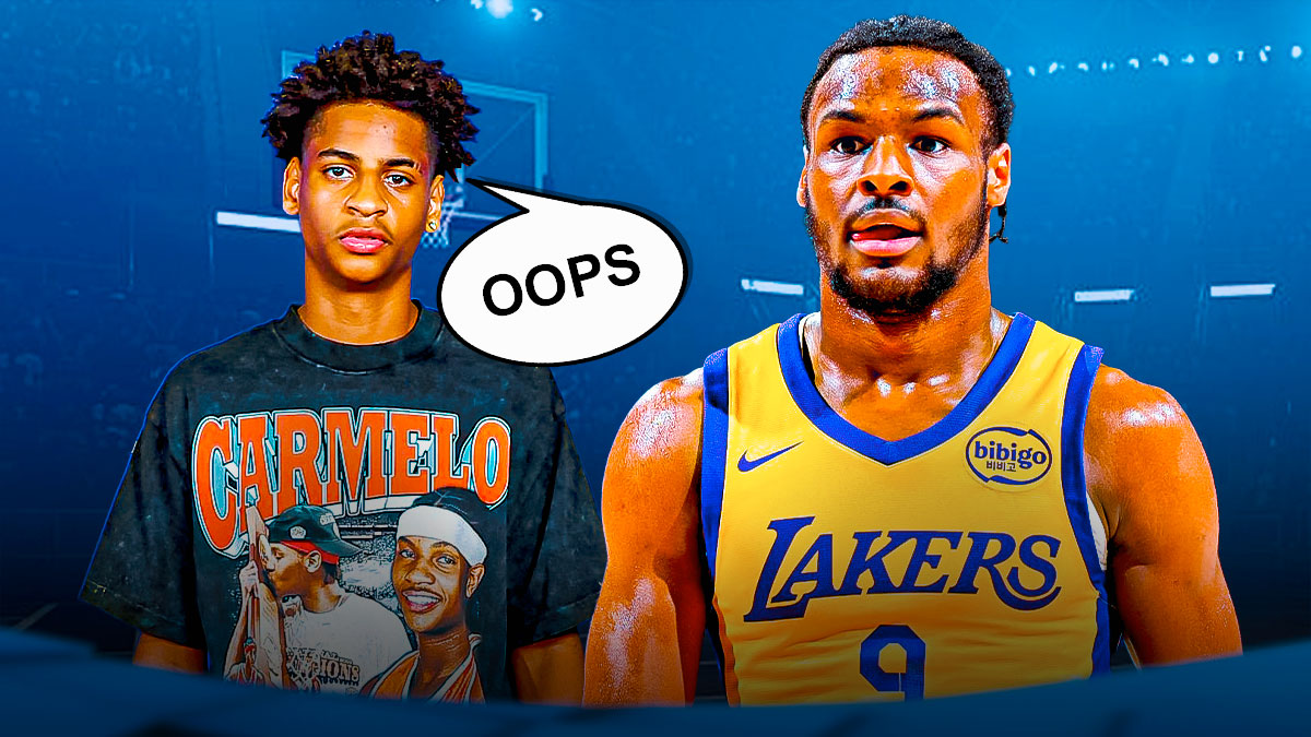 Bronny James in his Lakers jersey with a confused face on. Then need Kiyan Anthony with a quote bubble that says OOPS